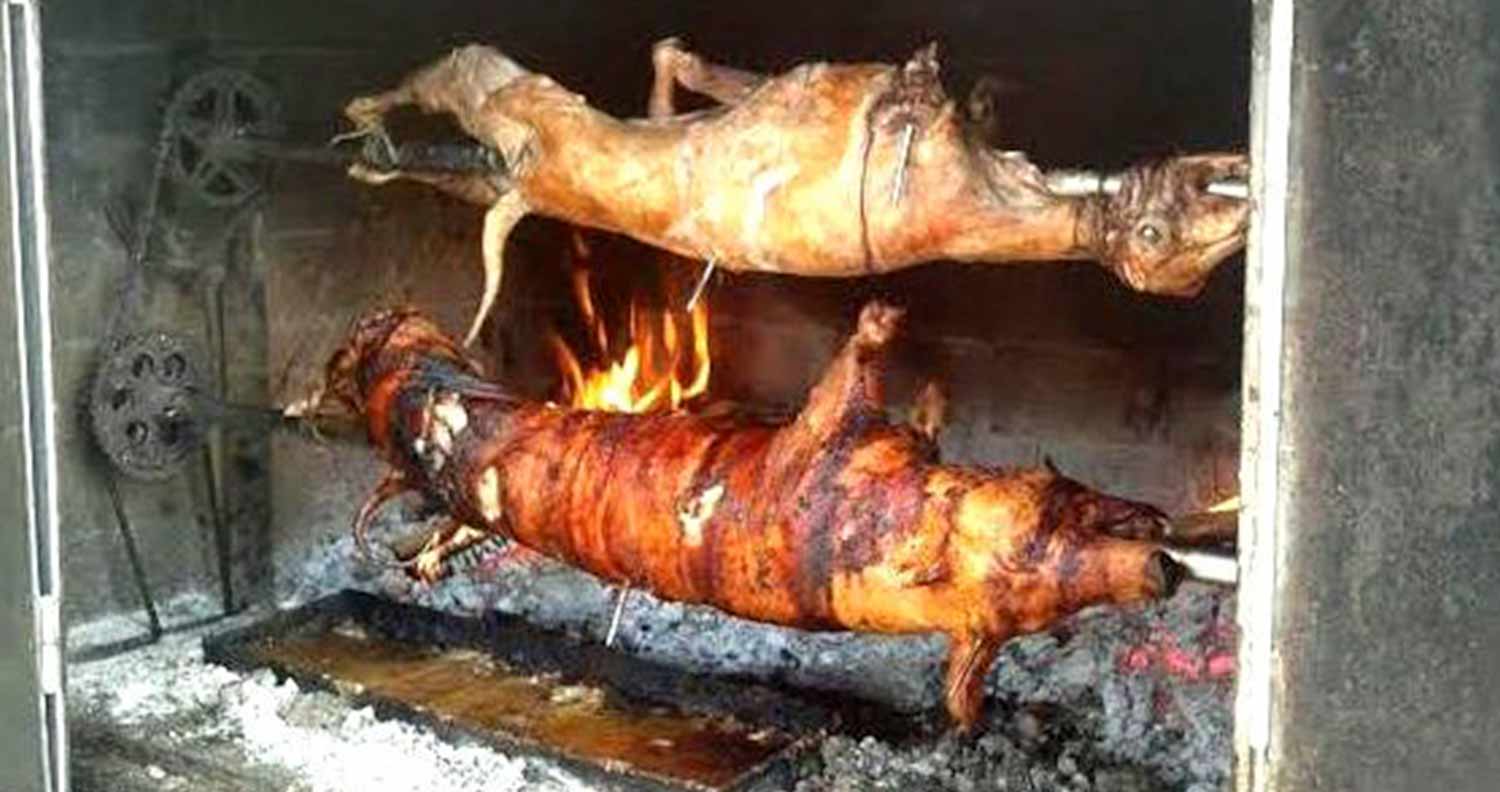 pag lamb being cooked