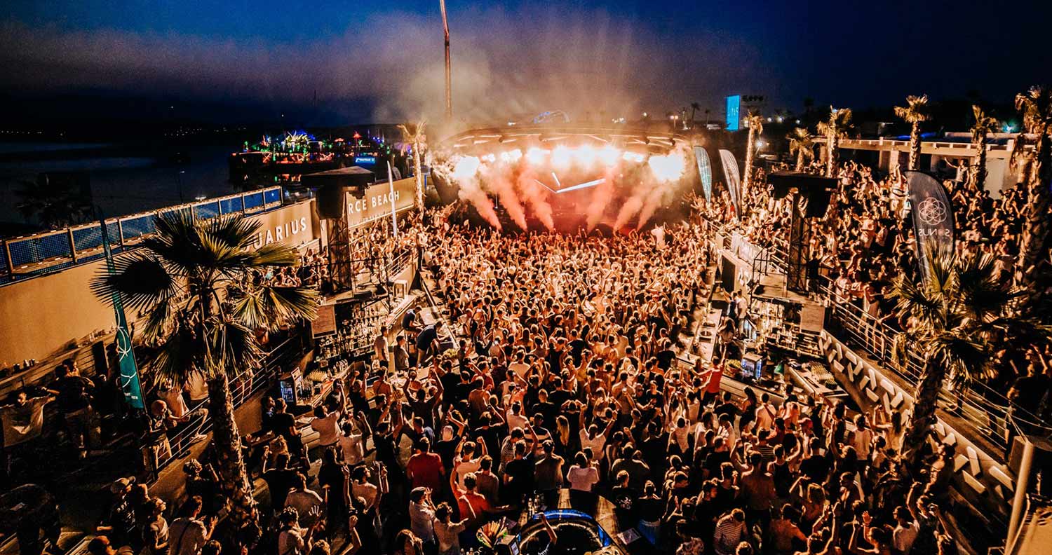 Night view of Aquarius arena at Sonus festival