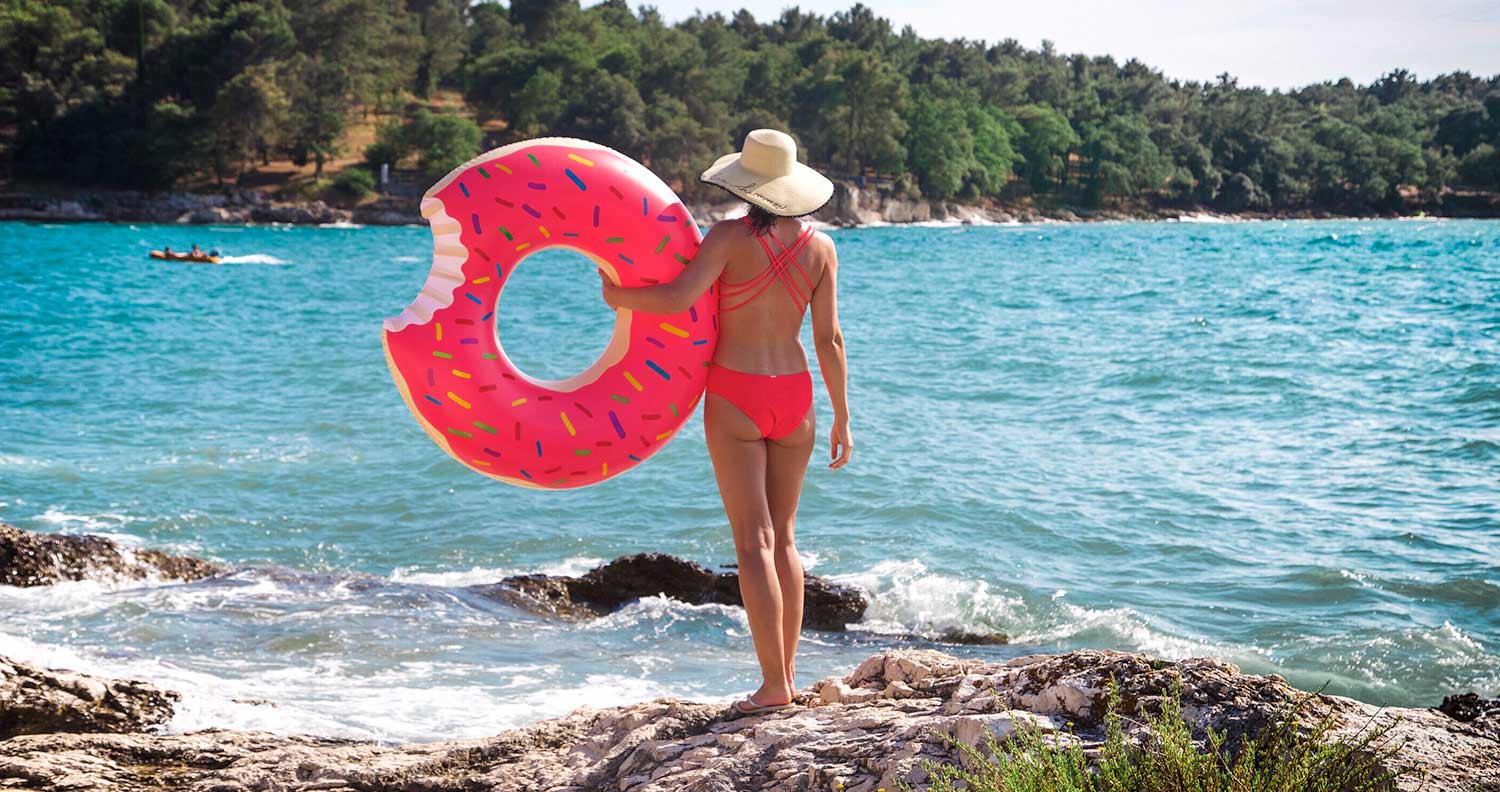 Girl by the sea in int summer in croatia