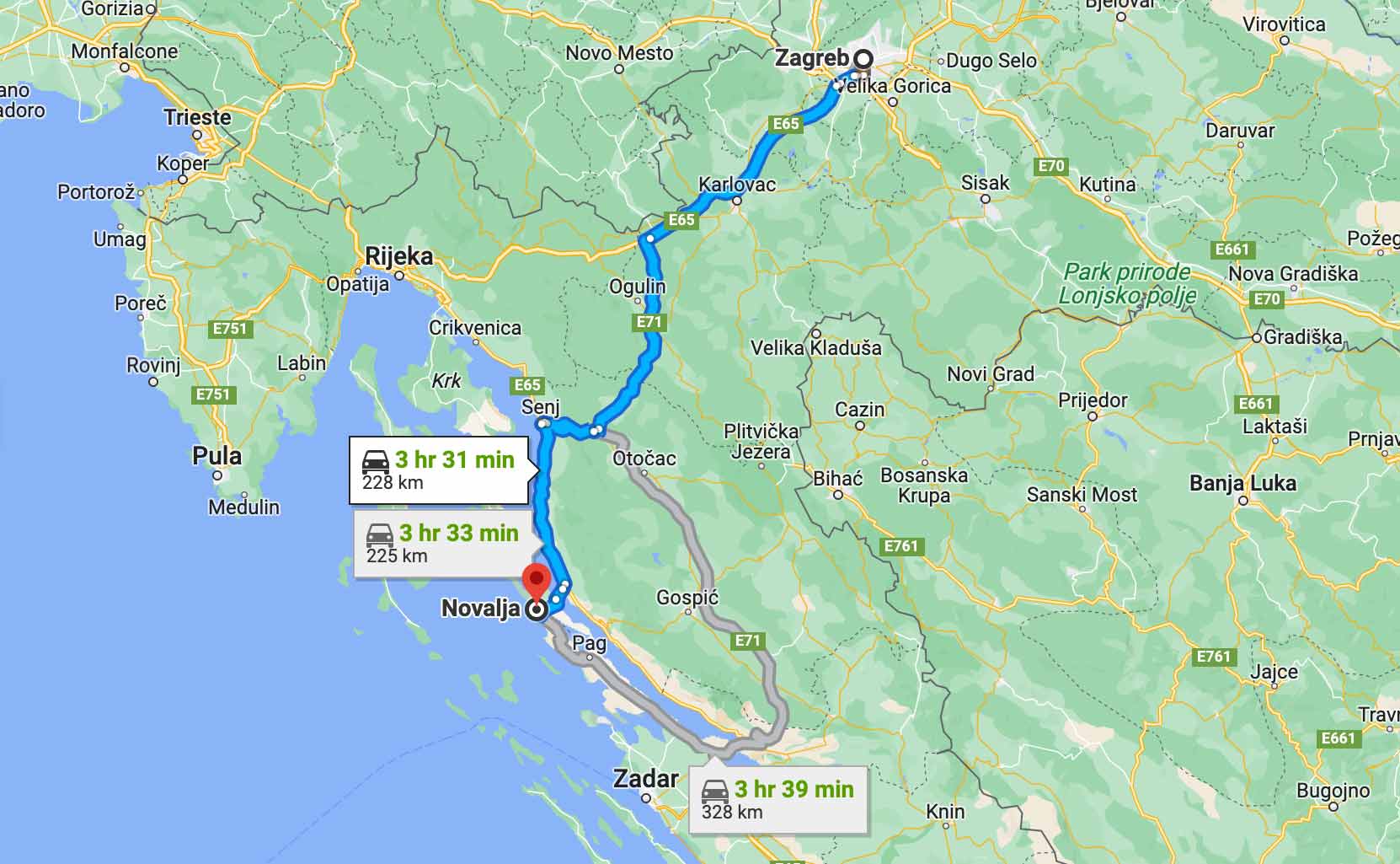 How to get From Zagreb To Novalja